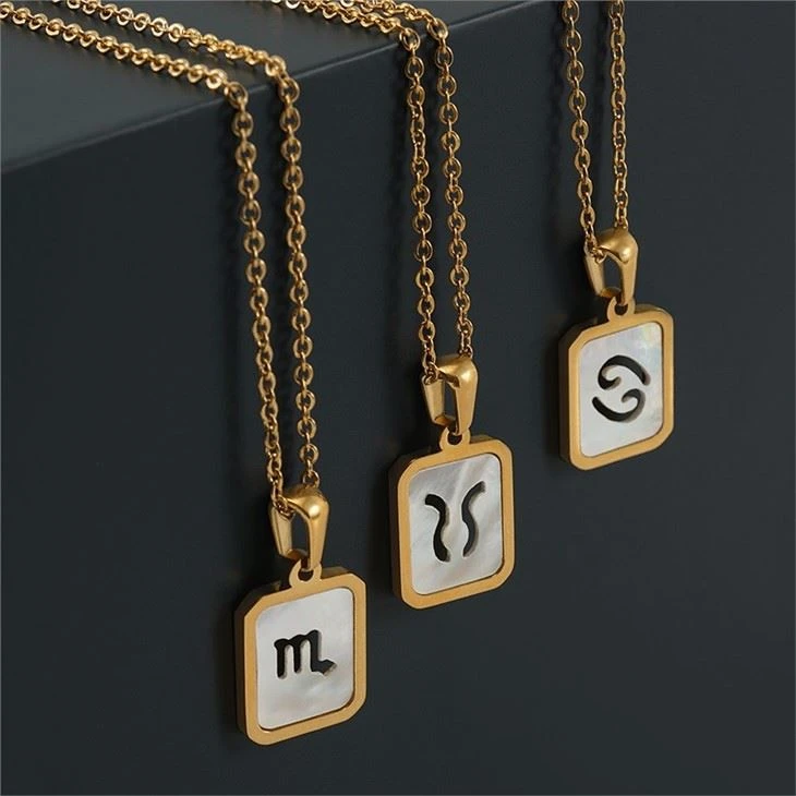 mother of pearl zodiac necklace