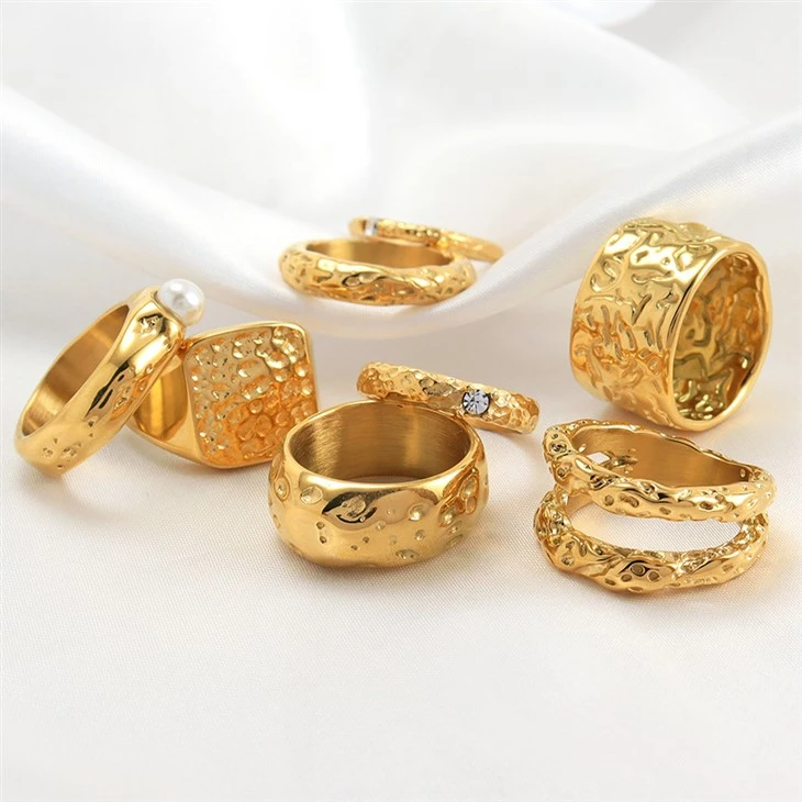 Stainless Steel Hammered Ring Band