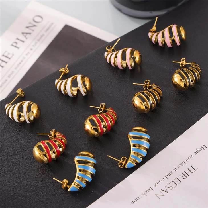 Enamel Teardrop Stud Earring