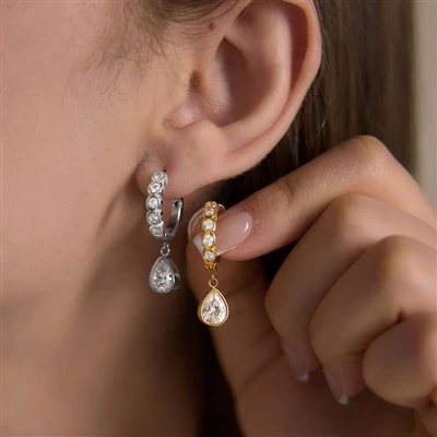 CZ Teardrop-hoepels