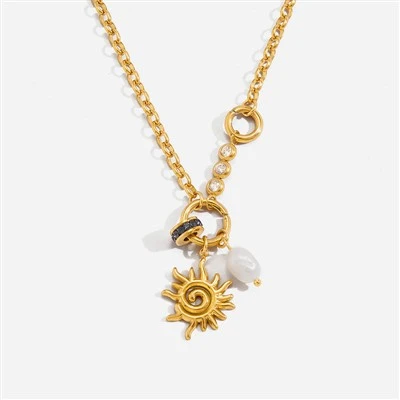 Zon en zoetwaterparel bedelketting